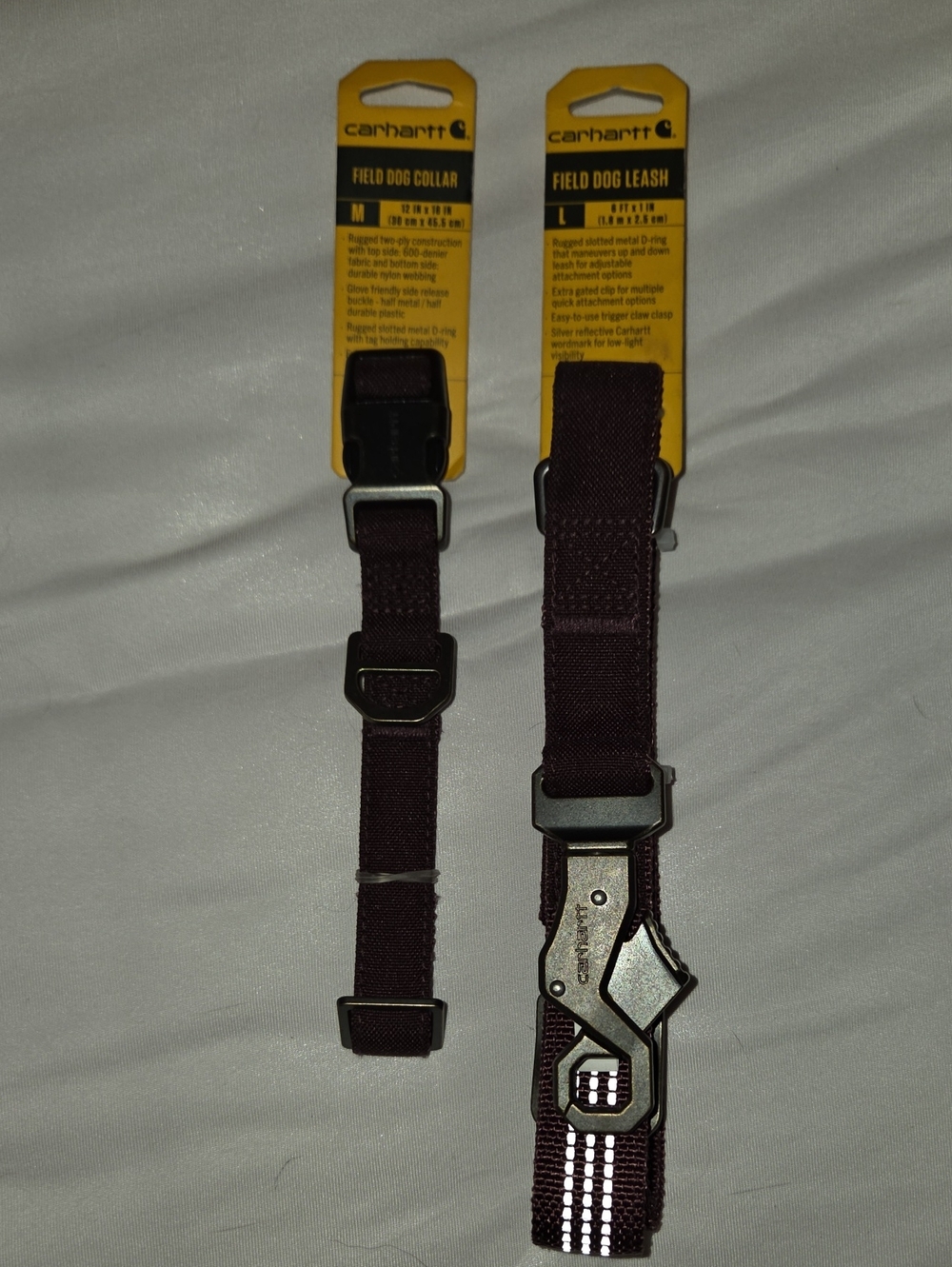 Carhartt Maroon Dog Collar and Leash Set with Reflective Detail